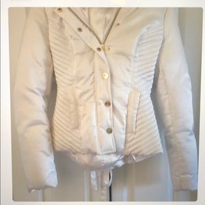 Woman’s white winter puffer jacket